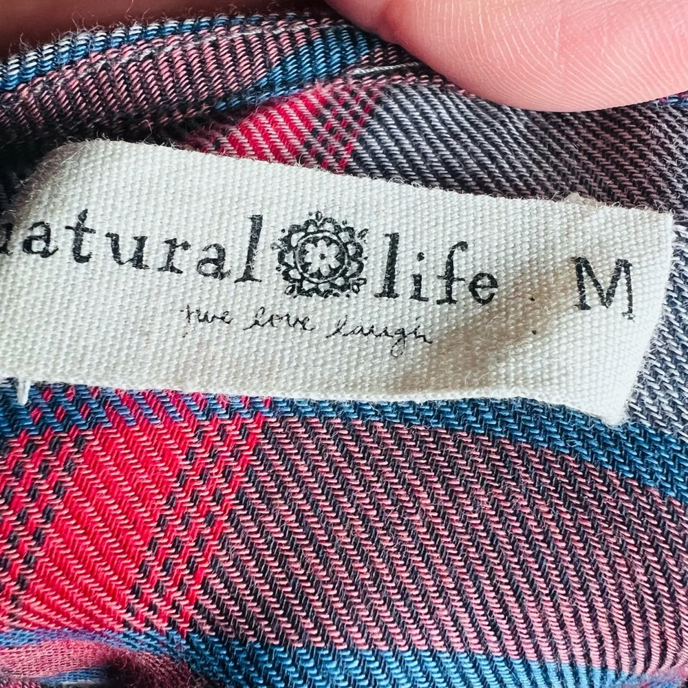 NATURAL LIFE Pink and Gray Plaid dress M - Picture 4 of 9